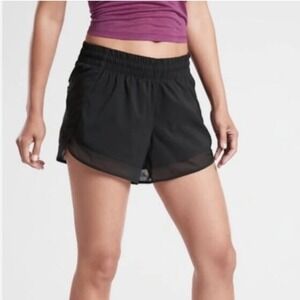 Athleta Womens 1X Black Mesh Running Athletic Shorts Casual Summer‎ Lightweight
